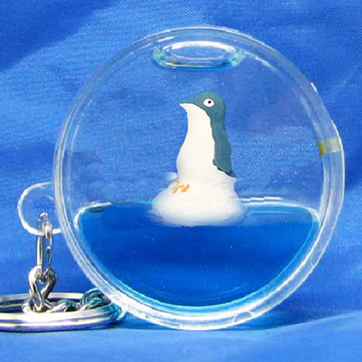 Keyring Liquid Round Penguin